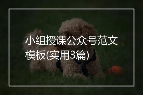 小组授课公众号范文模板(实用3篇)