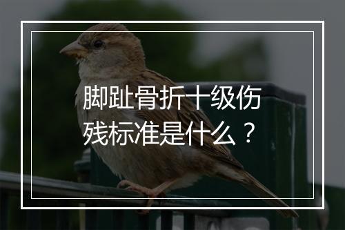 脚趾骨折十级伤残标准是什么？