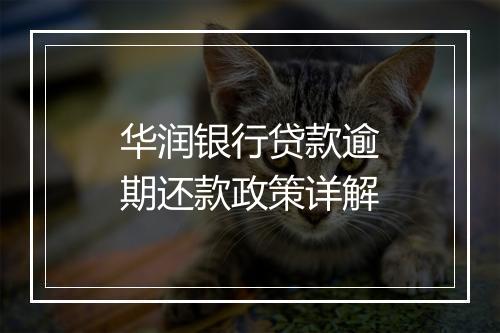 华润银行贷款逾期还款政策详解