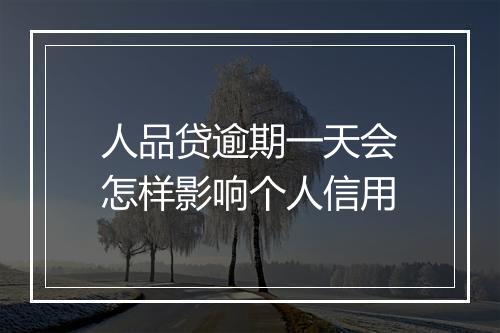 人品贷逾期一天会怎样影响个人信用
