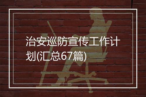 治安巡防宣传工作计划(汇总67篇)