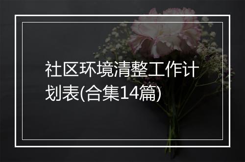 社区环境清整工作计划表(合集14篇)