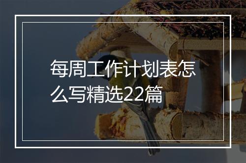 每周工作计划表怎么写精选22篇
