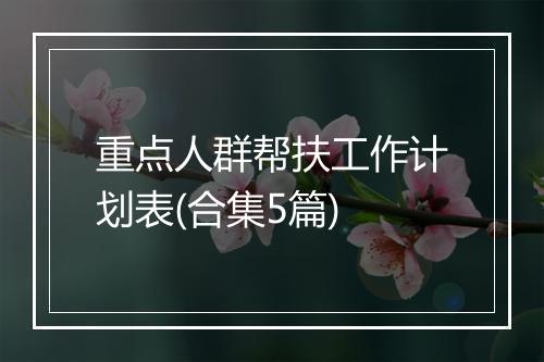 重点人群帮扶工作计划表(合集5篇)