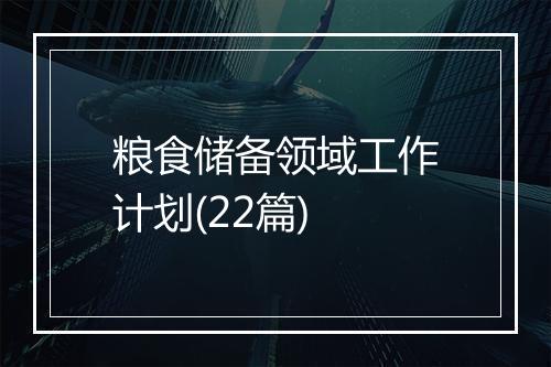 粮食储备领域工作计划(22篇)