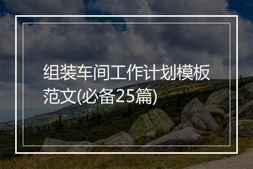 组装车间工作计划模板范文(必备25篇)