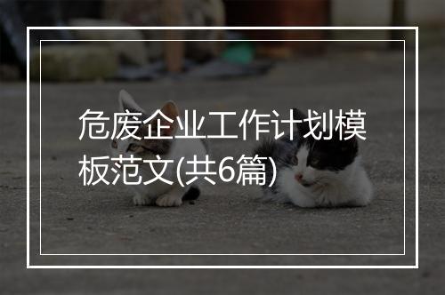 危废企业工作计划模板范文(共6篇)