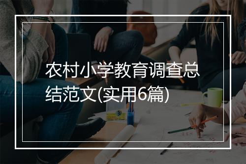 农村小学教育调查总结范文(实用6篇)