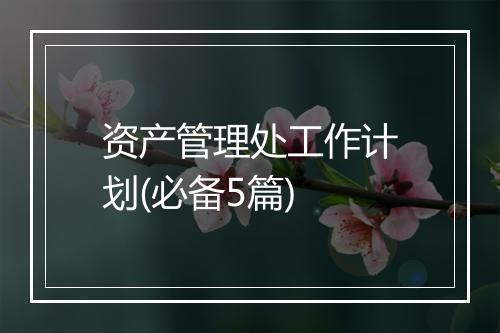 资产管理处工作计划(必备5篇)