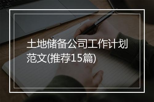 土地储备公司工作计划范文(推荐15篇)
