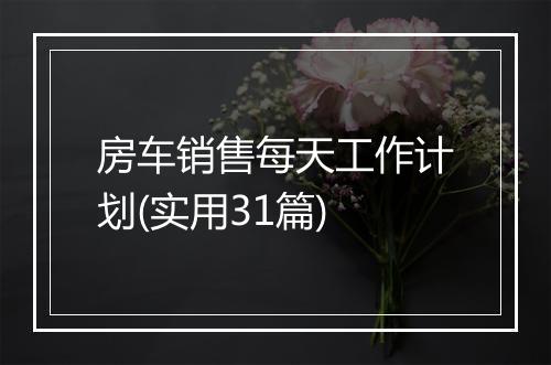 房车销售每天工作计划(实用31篇)