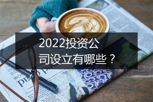 2022投资公司设立有哪些？