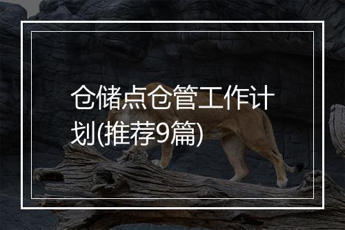 仓储点仓管工作计划(推荐9篇)