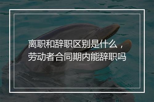 离职和辞职区别是什么，劳动者合同期内能辞职吗