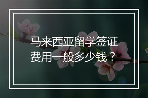 马来西亚留学签证费用一般多少钱？