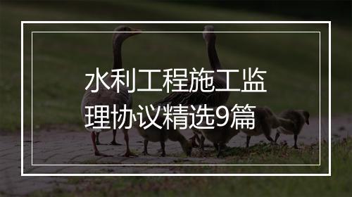 水利工程施工监理协议精选9篇