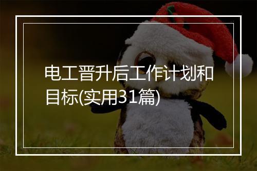 电工晋升后工作计划和目标(实用31篇)