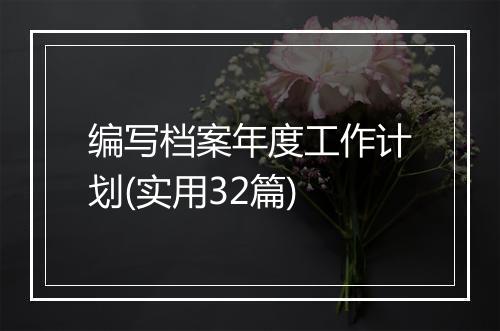 编写档案年度工作计划(实用32篇)