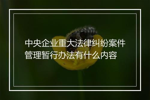 中央企业重大法律纠纷案件管理暂行办法有什么内容