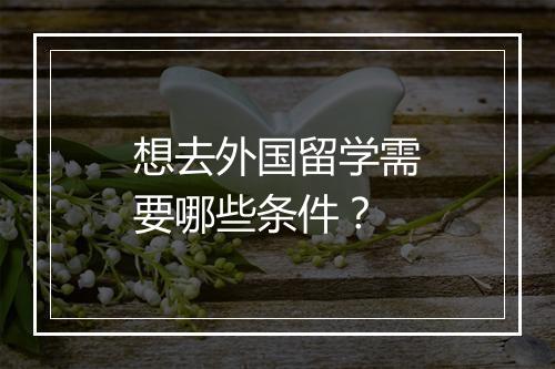 想去外国留学需要哪些条件？