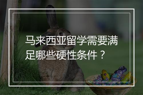 马来西亚留学需要满足哪些硬性条件？