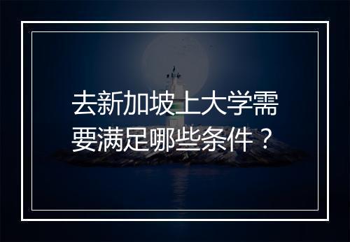 去新加坡上大学需要满足哪些条件？