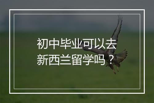 初中毕业可以去新西兰留学吗？
