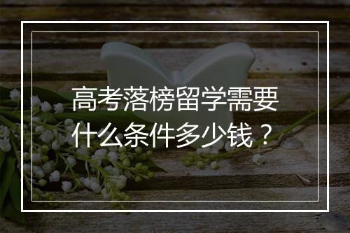 高考落榜留学需要什么条件多少钱？