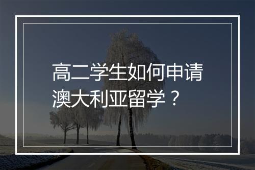 高二学生如何申请澳大利亚留学？