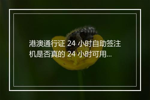 港澳通行证 24 小时自助签注机是否真的 24 小时可用？