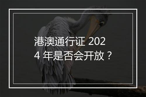 港澳通行证 2024 年是否会开放？
