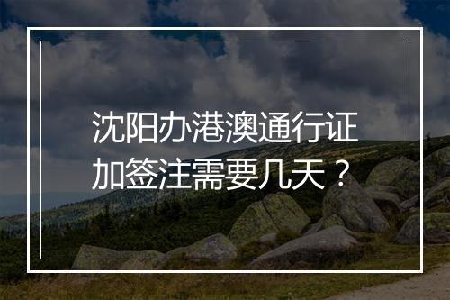 沈阳办港澳通行证加签注需要几天？