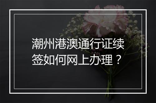 潮州港澳通行证续签如何网上办理？