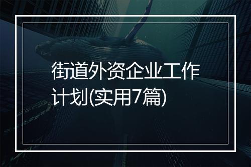 街道外资企业工作计划(实用7篇)