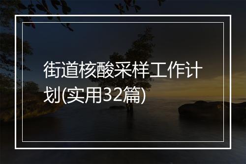 街道核酸采样工作计划(实用32篇)