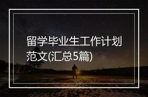 留学毕业生工作计划范文(汇总5篇)