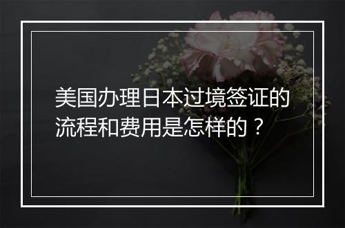 美国办理日本过境签证的流程和费用是怎样的？