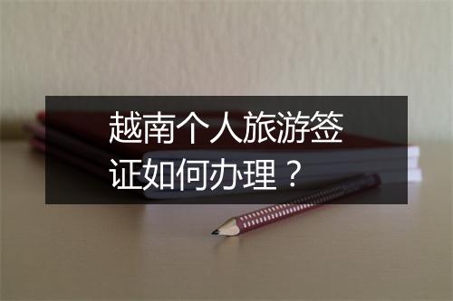 越南个人旅游签证如何办理？