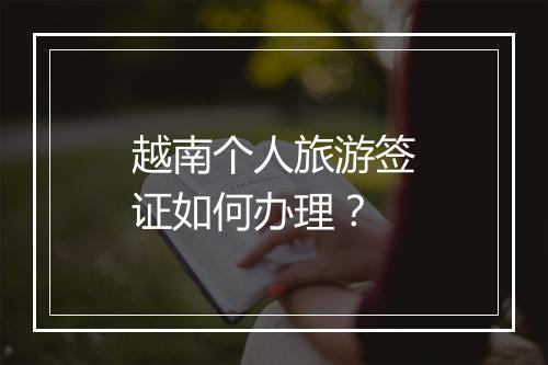 越南个人旅游签证如何办理？