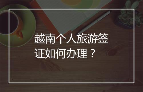 越南个人旅游签证如何办理？
