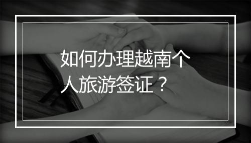 如何办理越南个人旅游签证？