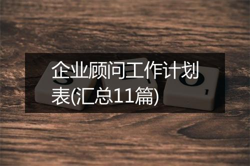 企业顾问工作计划表(汇总11篇)