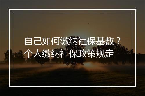 自己如何缴纳社保基数？个人缴纳社保政策规定