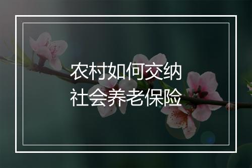 农村如何交纳社会养老保险