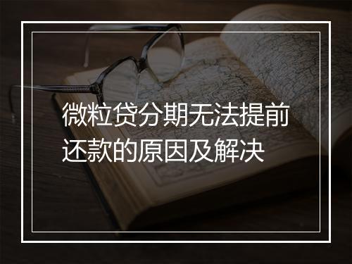 微粒贷分期无法提前还款的原因及解决