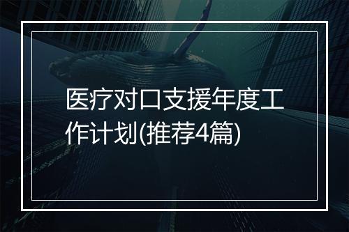 医疗对口支援年度工作计划(推荐4篇)