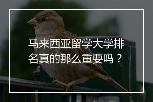 马来西亚留学大学排名真的那么重要吗？