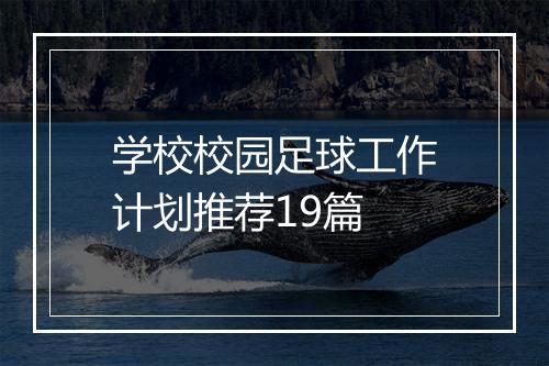 学校校园足球工作计划推荐19篇