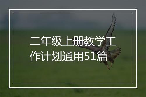 二年级上册教学工作计划通用51篇