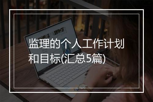 监理的个人工作计划和目标(汇总5篇)